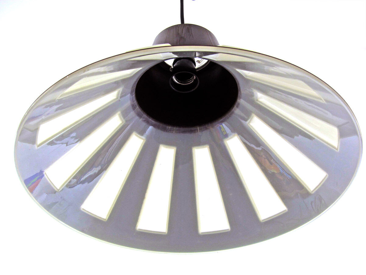 Vintage 1970s Space Age UFO Pendant Lamp | Brown White