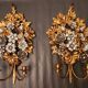 Hand-forged gilded silver-plated candle wall lamps by S. Salvadori
