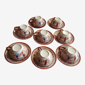 8 tasses  et  sous tasses  porcelaine asiatique   geisha