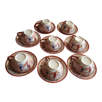 8 cups and under cups asian porcelain geisha