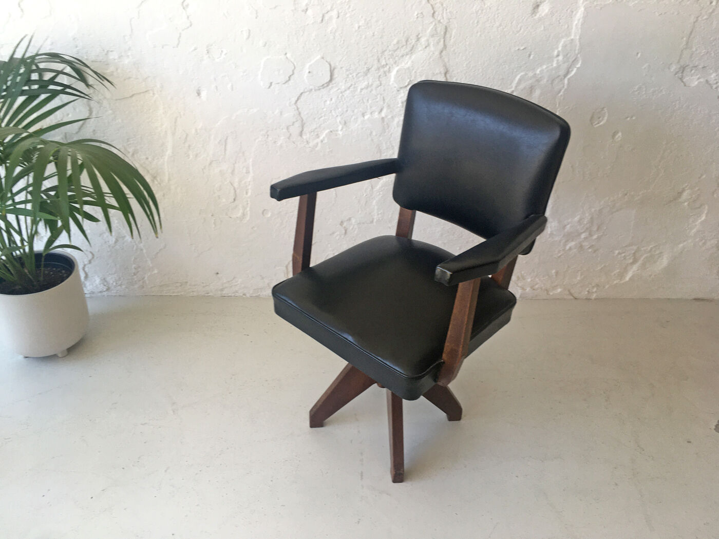 Vintage Swivel Desk Armchair, 1940s