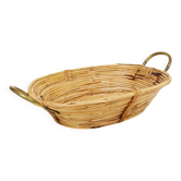 Panier en rotin et laiton des années 1970 par Gabriella Crespi