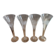4 champagne flutes in crystal engraved Marguerite