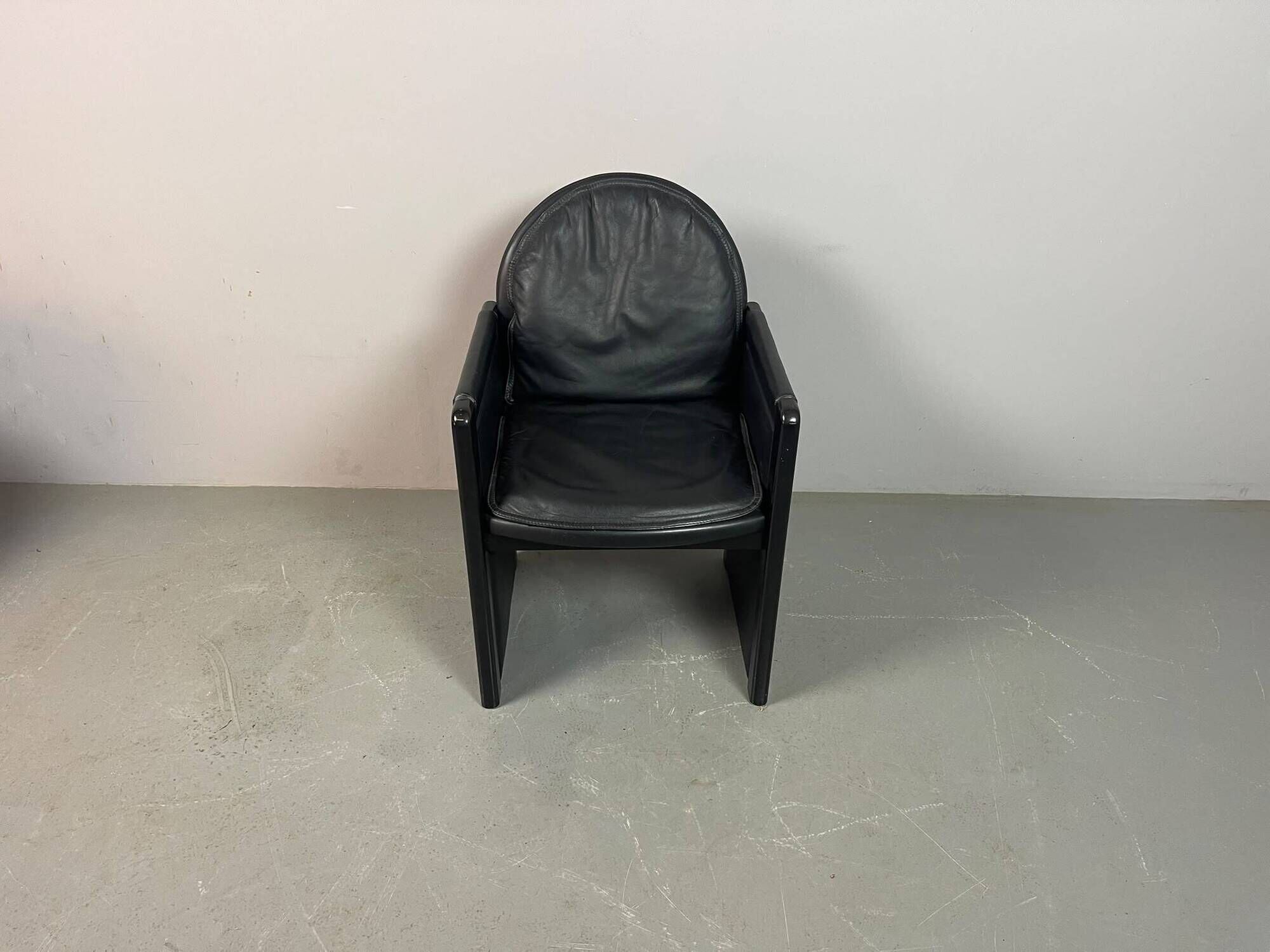 Mid-Century Bulo Belgium Armchair in Black Leather – Postmodern / Memphis