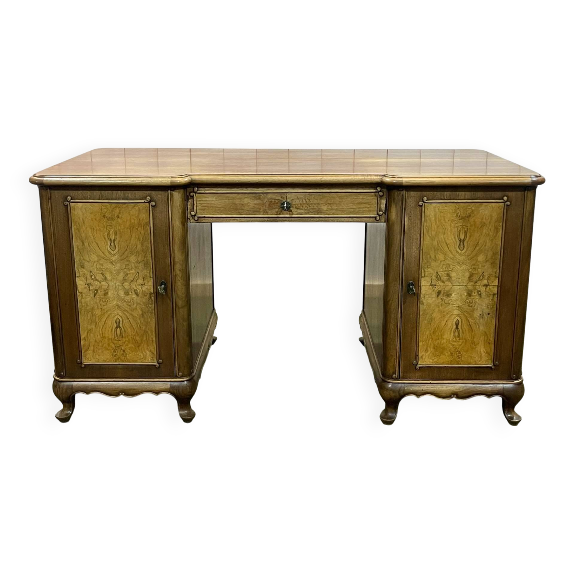 1950s English desk in walnut and oak