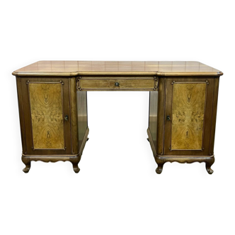 1950s English desk in walnut and oak