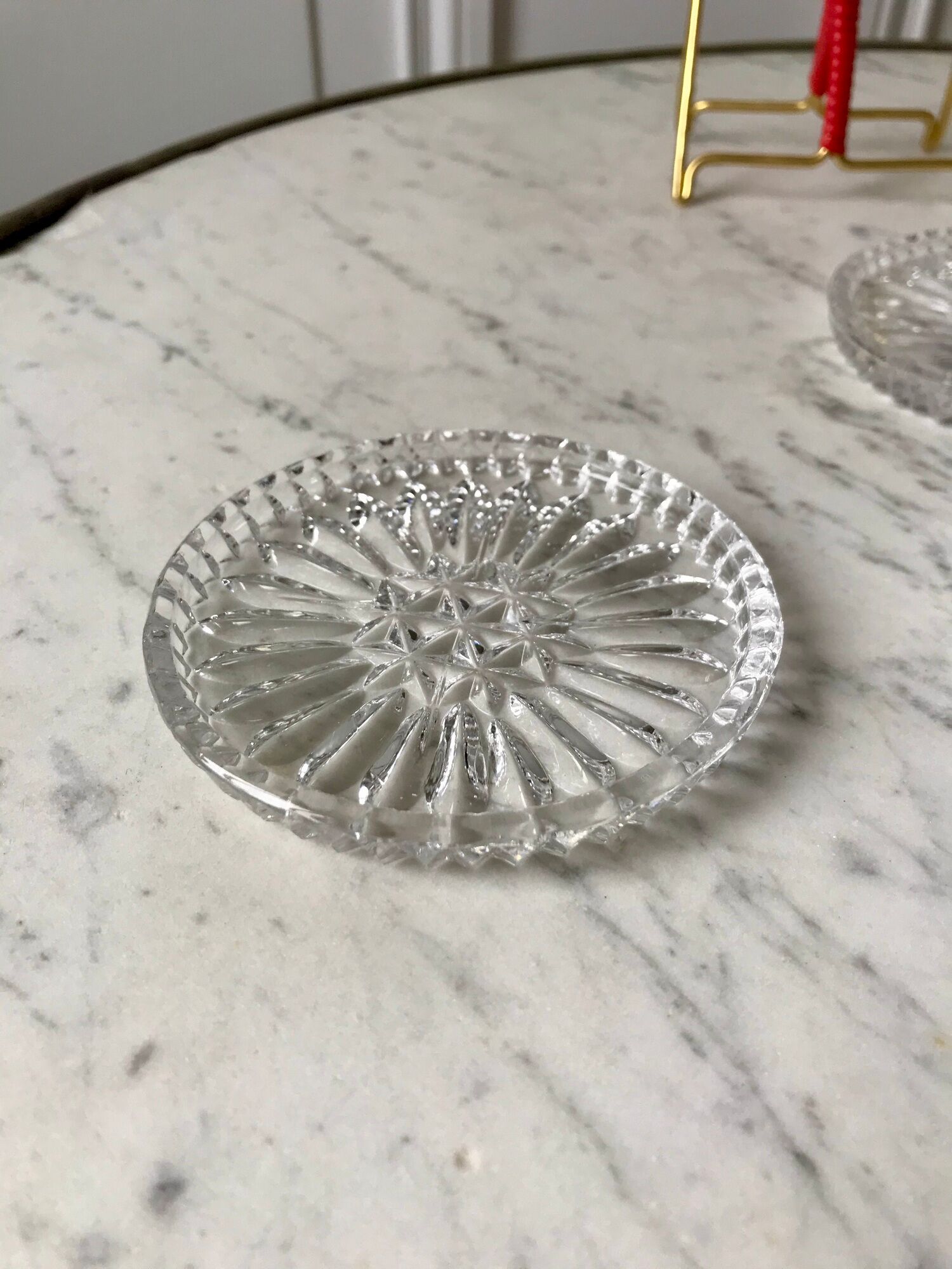 Set of 6 crystal coasters support brass scoubidou years 50-60