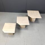 Vintage travertine nesting tables or side tables, 1970s
