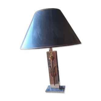 Lamp in chromed metal and bronze circa 1970