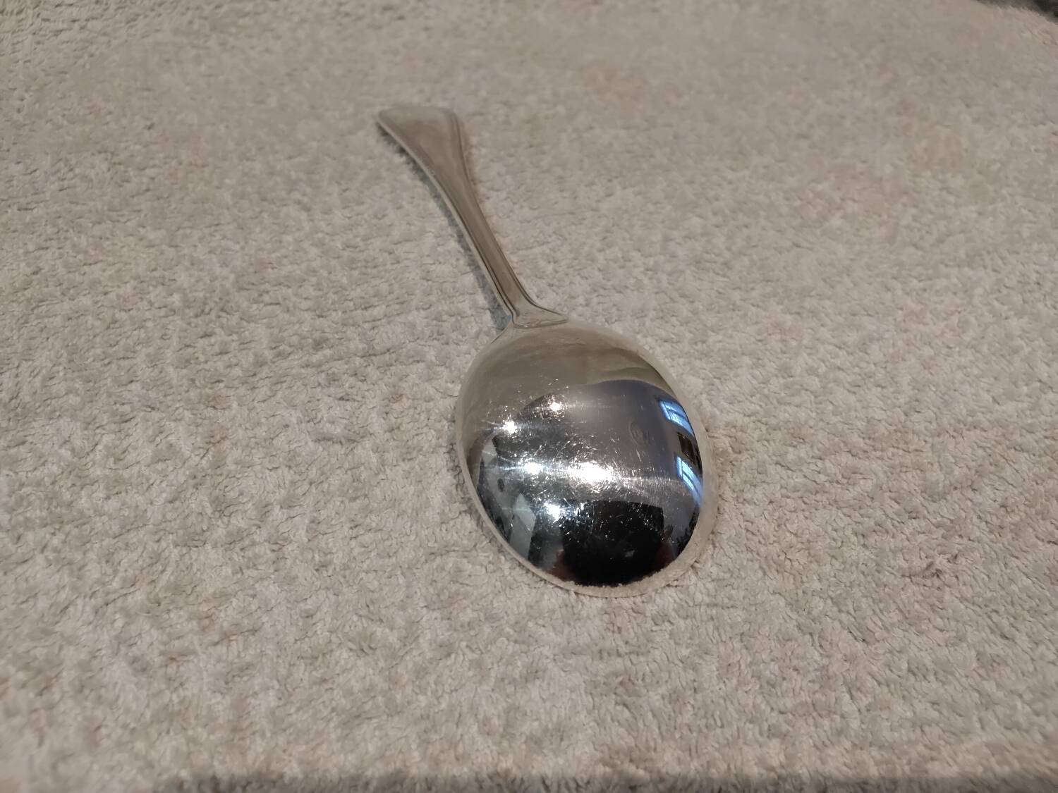 Silver-plated consommé spoon by Christofle Malmaison silversmiths, 16.1cm