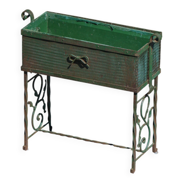 Art Décoratif Vintage Art Nouveau, Jardinière en métal vert, années 1920