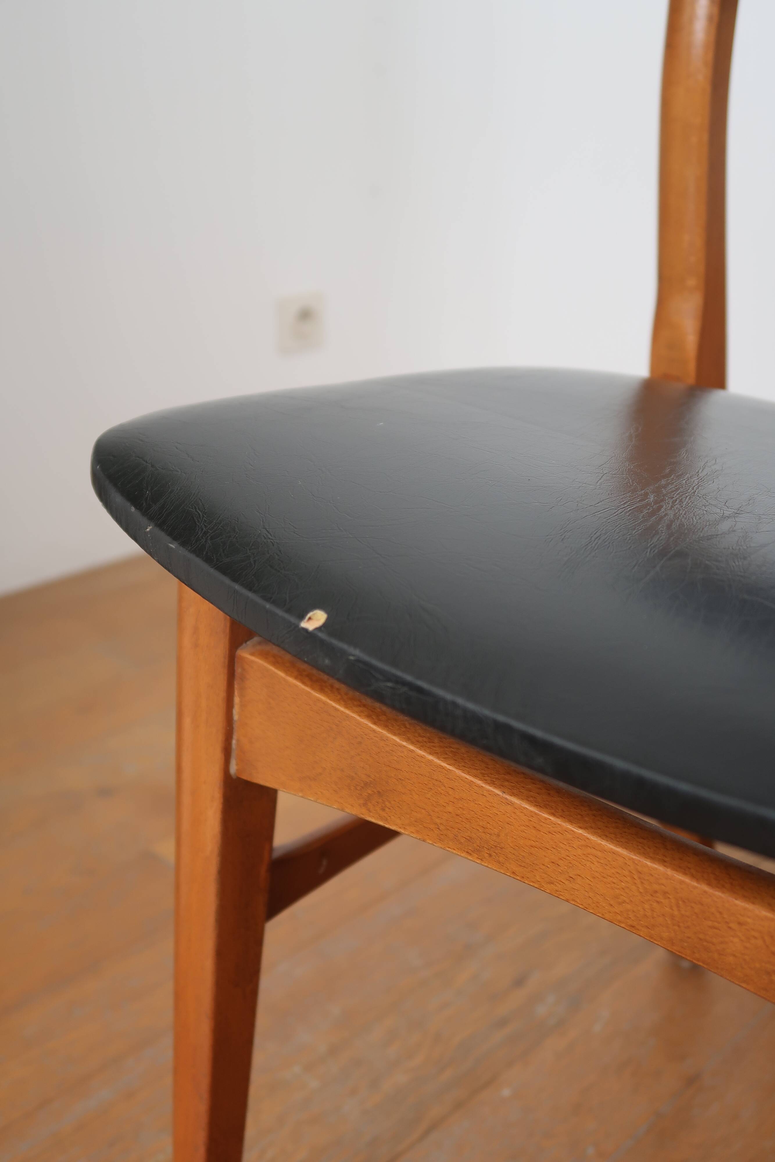 Lot de 6 chaises scandinaves skaï noir