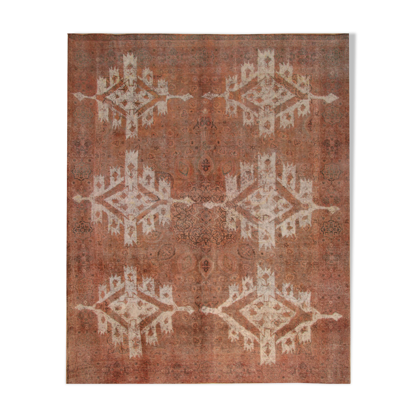 Vintage persian overdyed carpet hamdade oriental rust wool area rug- 295x360cm