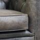 Grey Cowhide Leather Chesterfield Club Armchair in English Style on Casters