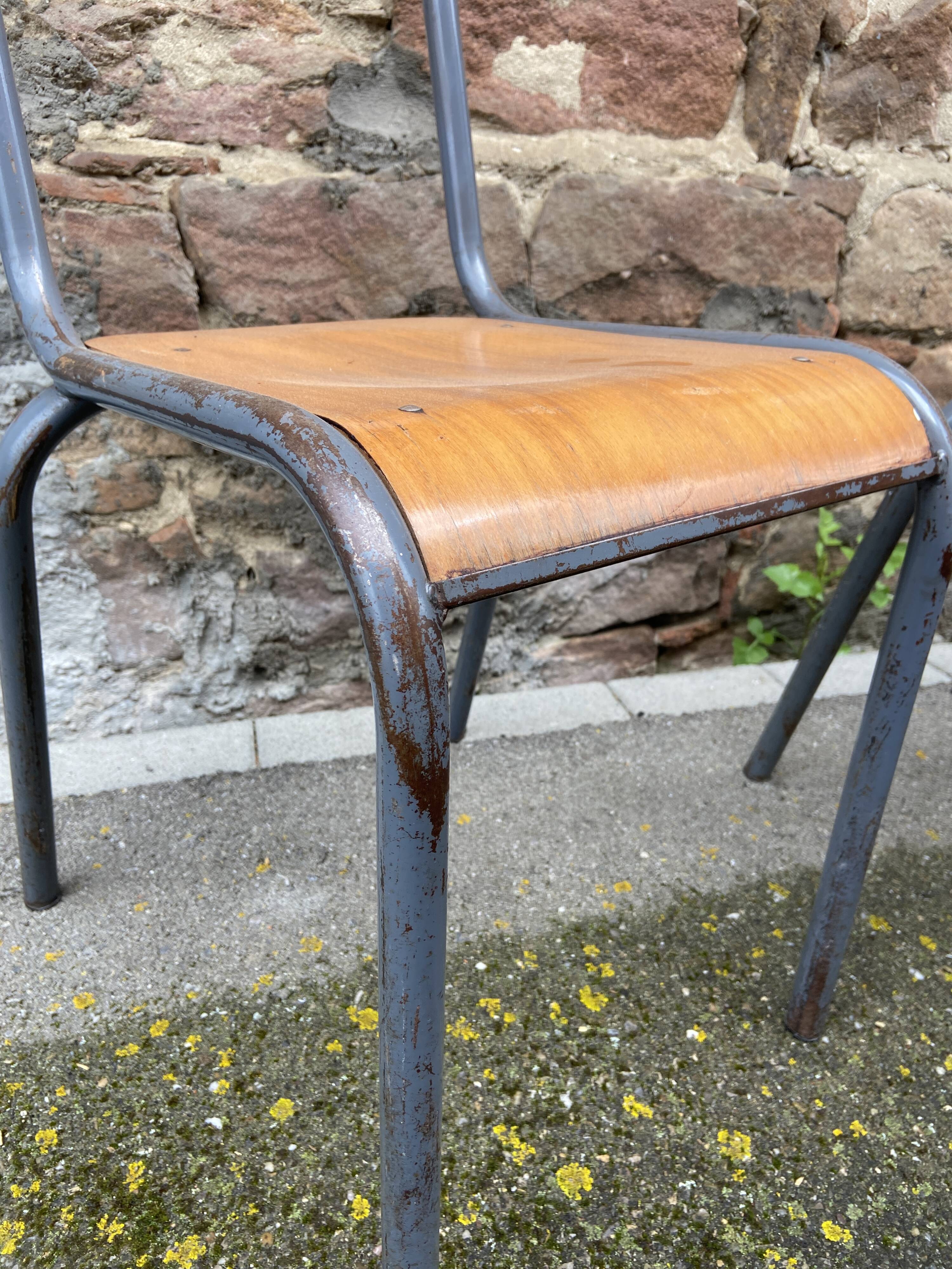 8 vintage industrial school chairs for communities mullca delagrave tube & wood french school chair