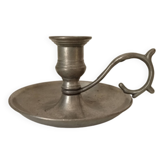 Antique pewter hand candle holder