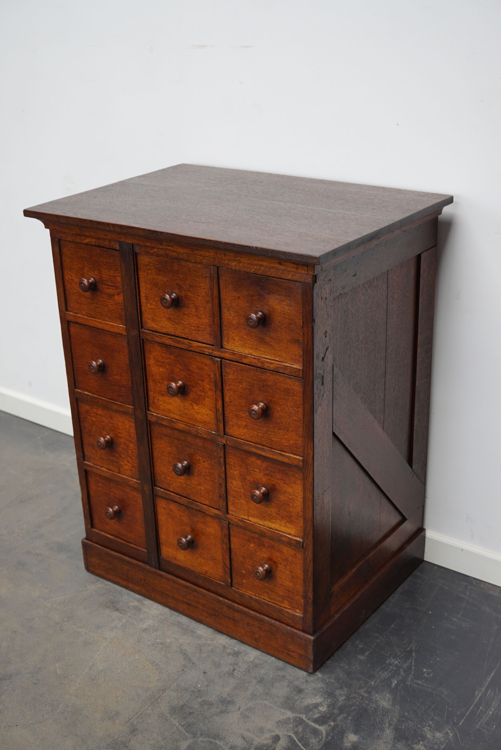 English Oak Apothecary Cabinet Cabinet, Early 20th Century