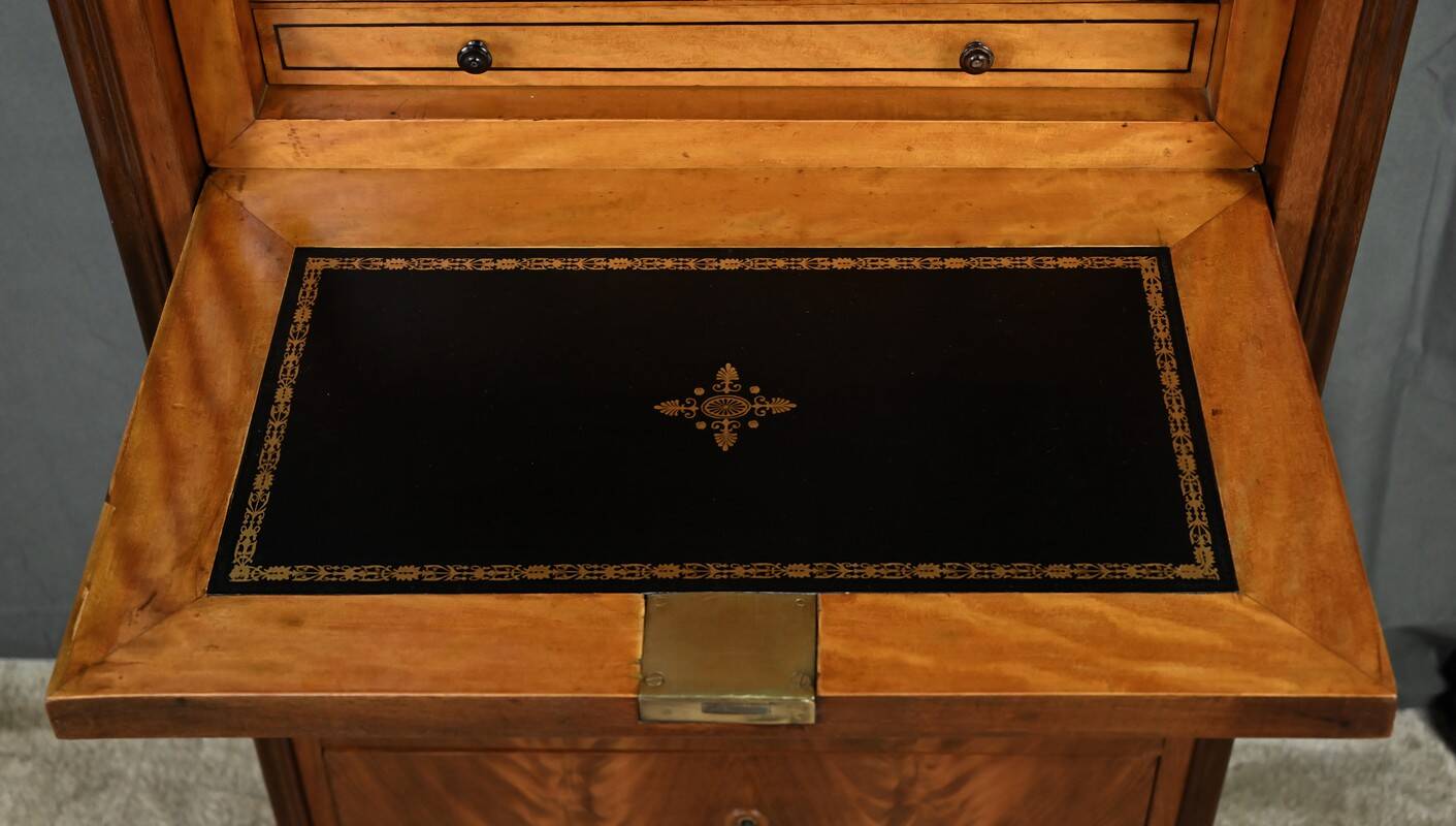 Small Secretary/Chiffonier in Mahogany Burl and Lemonwood – 1900