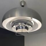 Large Suspension luminaire Space age brushed aluminum chrome design furniture lighting 70