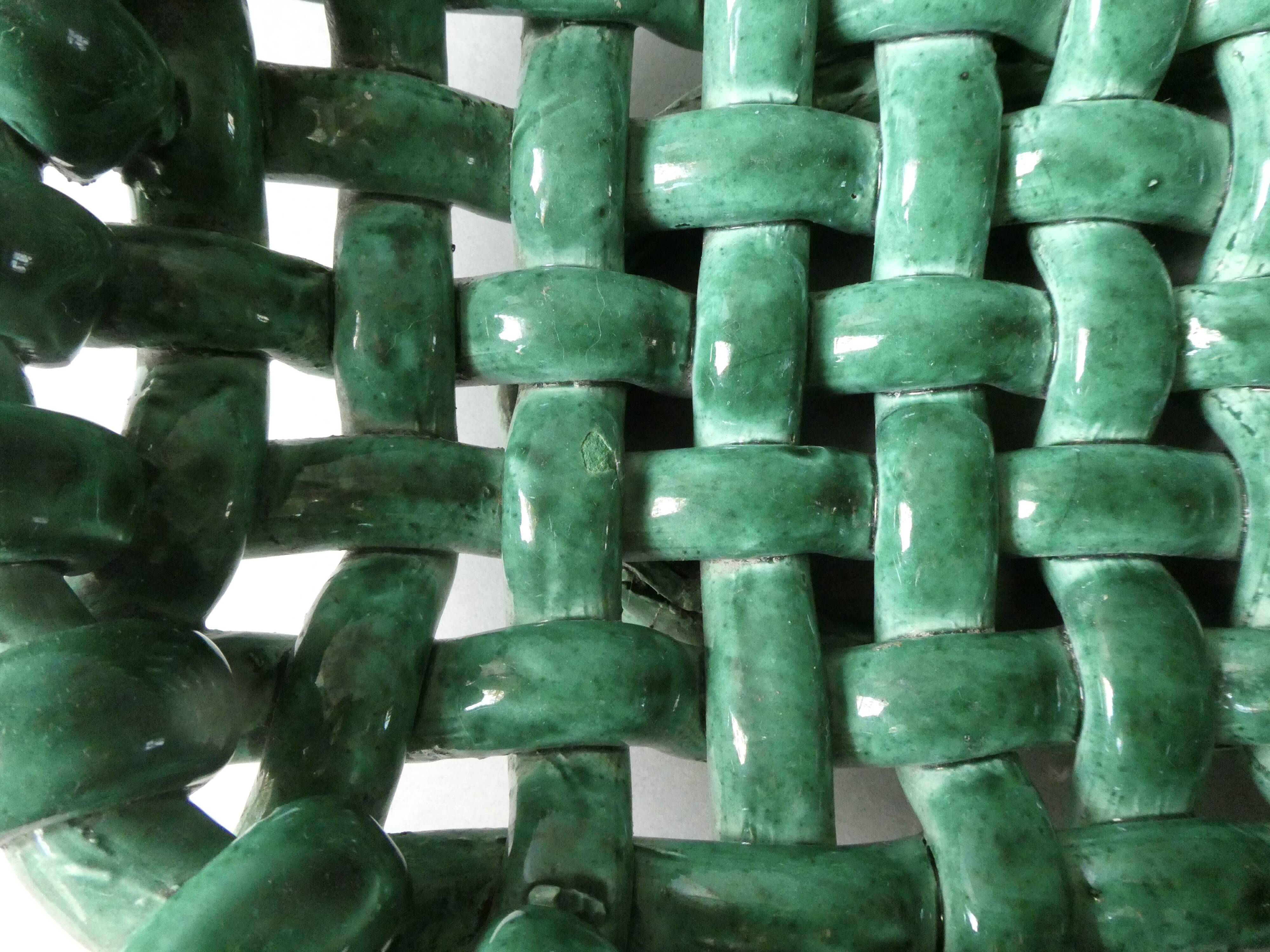 Woven ceramic basket signed Jérome Massier Vallauris