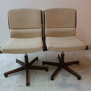 2 vintage swivel wooden office chairs year 70