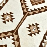 3x12 Geometric Beige & Brown Kilim Runner Rug, 102x357Cm
