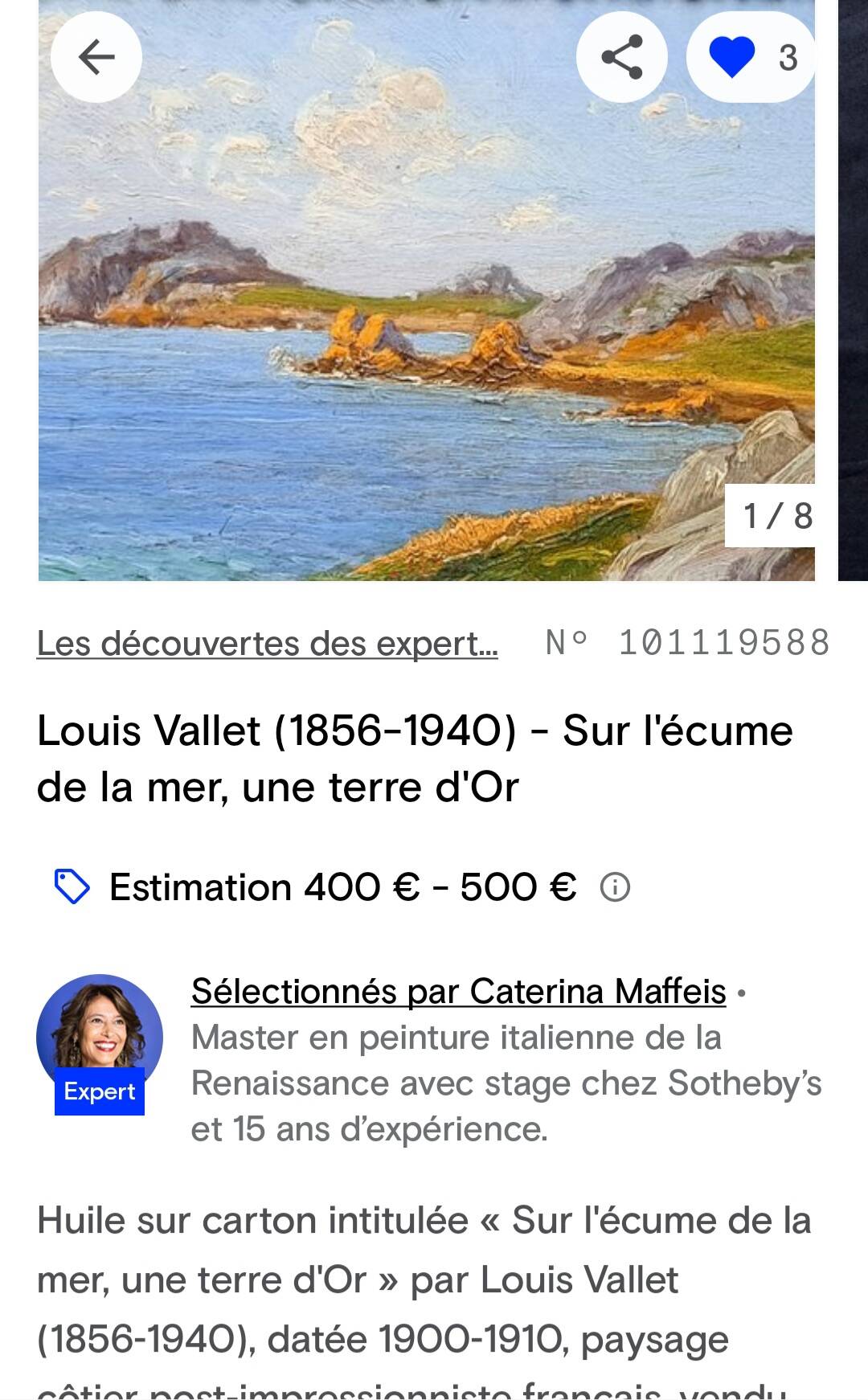 Post-Impressionist painting by Louis VALLET, oil on cardboard, Norman seascape.