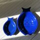 Set of 2 blue fish dishes. Hollow ceramic serving dishes