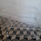 David Lange coffee table on wheels Plexiglas hifi furniture