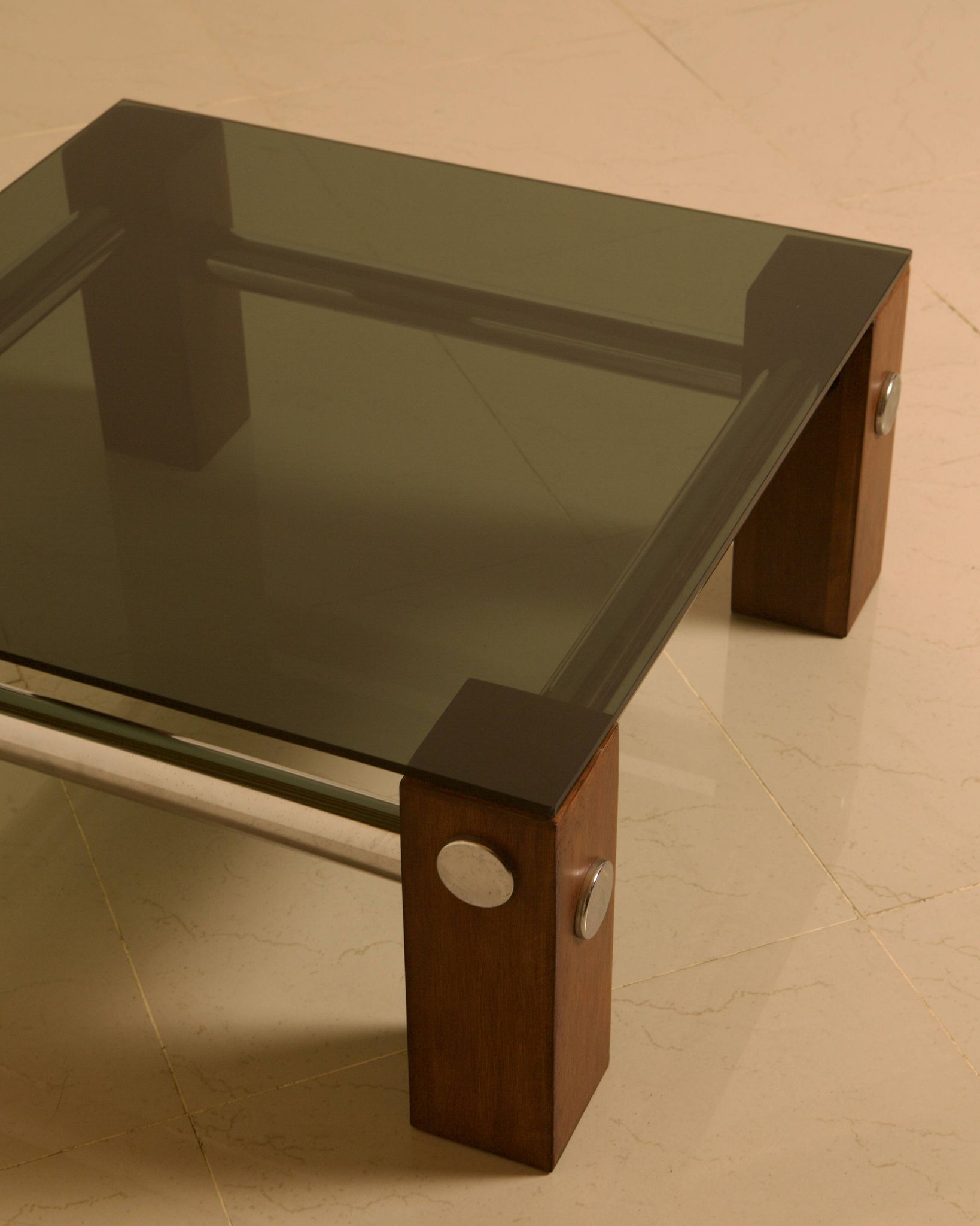 Coffee table in wood and smoked glass by Martin Visser for Spectrum 60s
