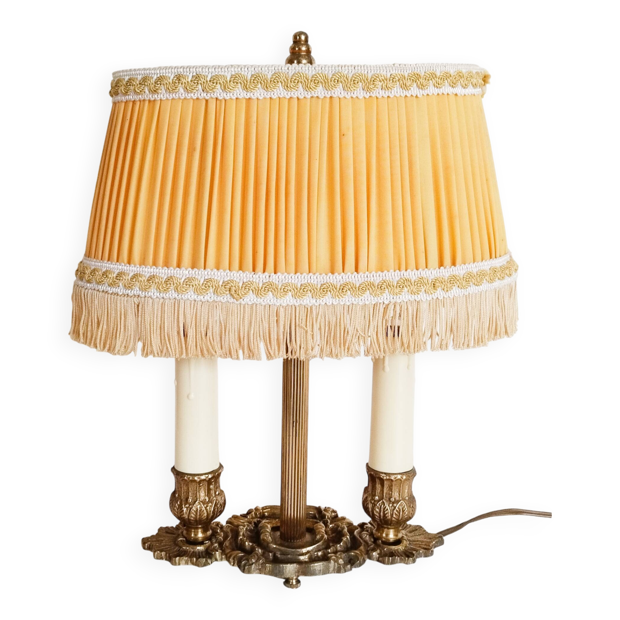 Lampe bouillotte 2 feux en laiton doré , lampe de chevet