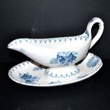 Sarreguemines U&C Flore sauce boat in earthenware with blue flowers