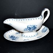 Sarreguemines U&C Flore sauce boat in earthenware with blue flowers
