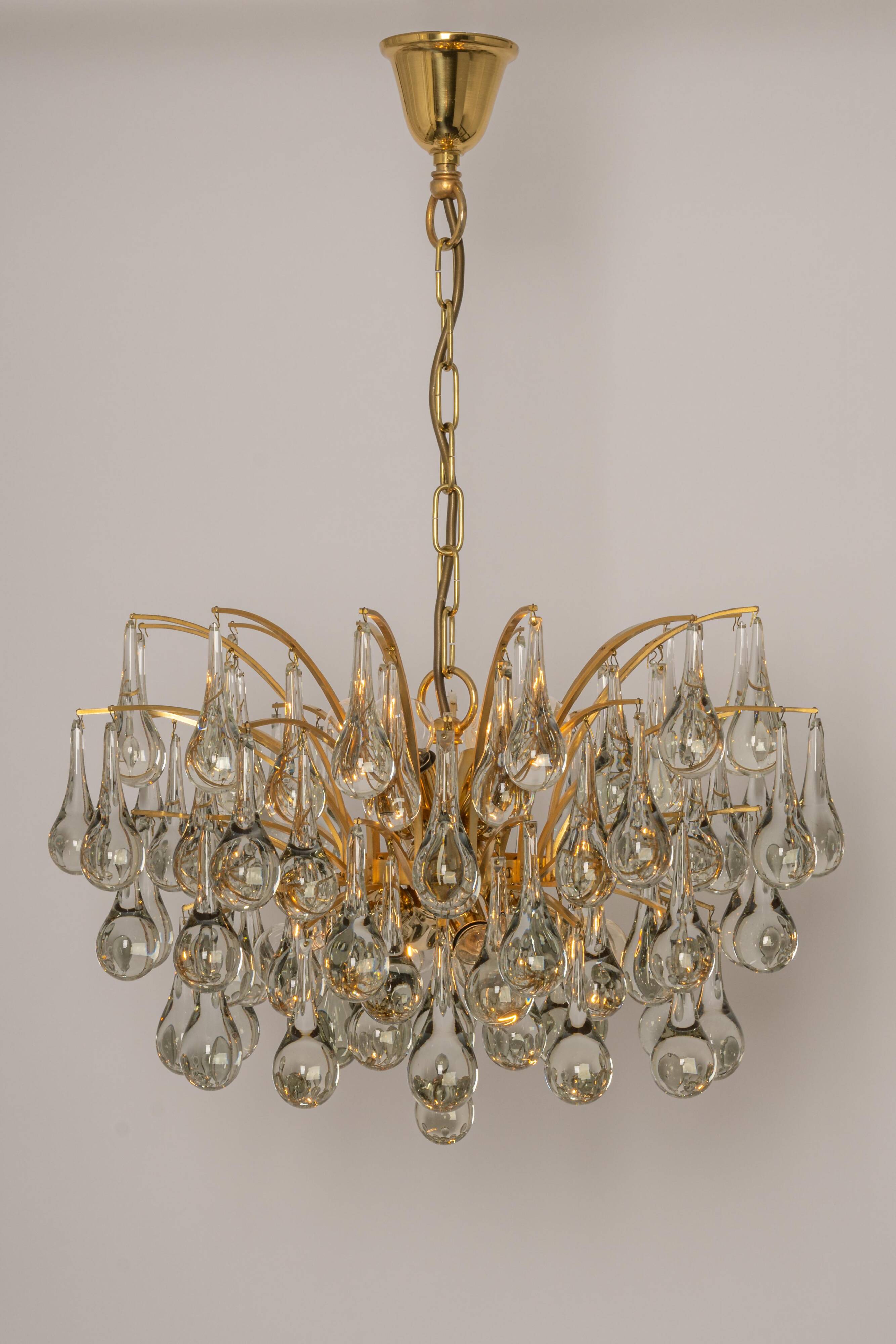 Murano glass drop-shaped chandelier, Christoph Palme, Germany, 1970s
