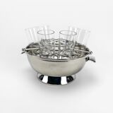Silver metal and glass caviar serving