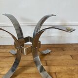 Round smoked glass coffee table from the 70s