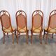 Set of 4 Vintage Bentwood Dining Chairs: Cane Back, Leather Seat, Thonet St
