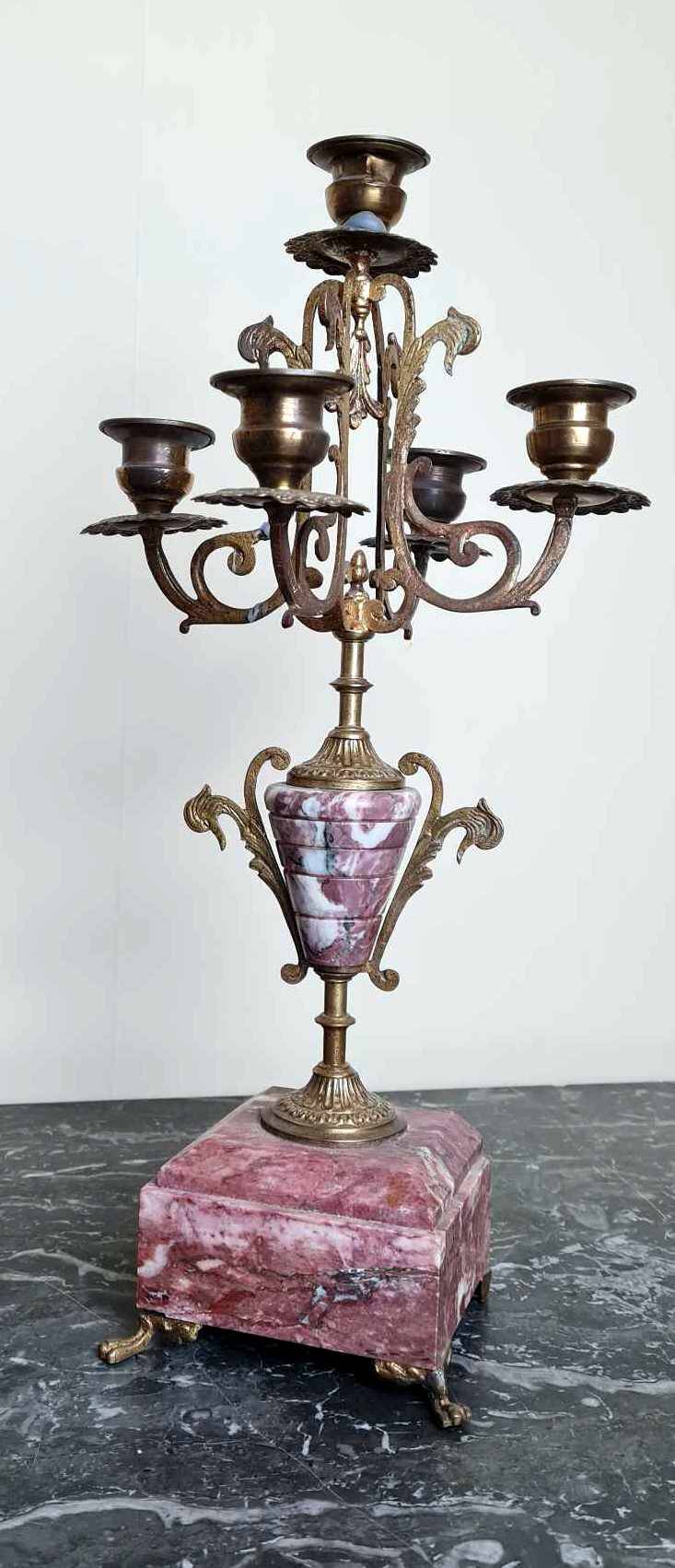 Clock And Its Two Candlesticks Napoleon III Period