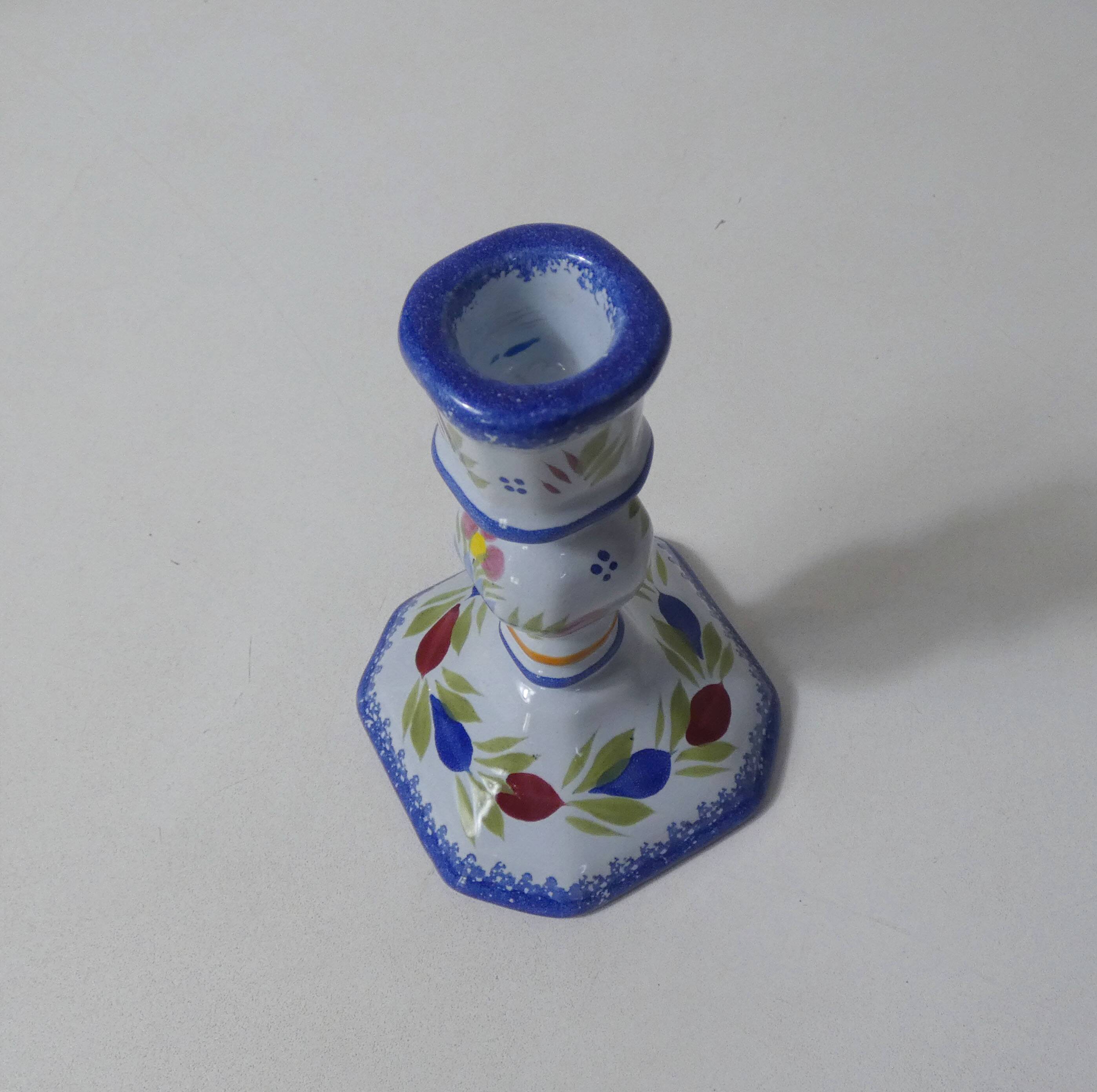 Henriot Quimper earthenware candlestick