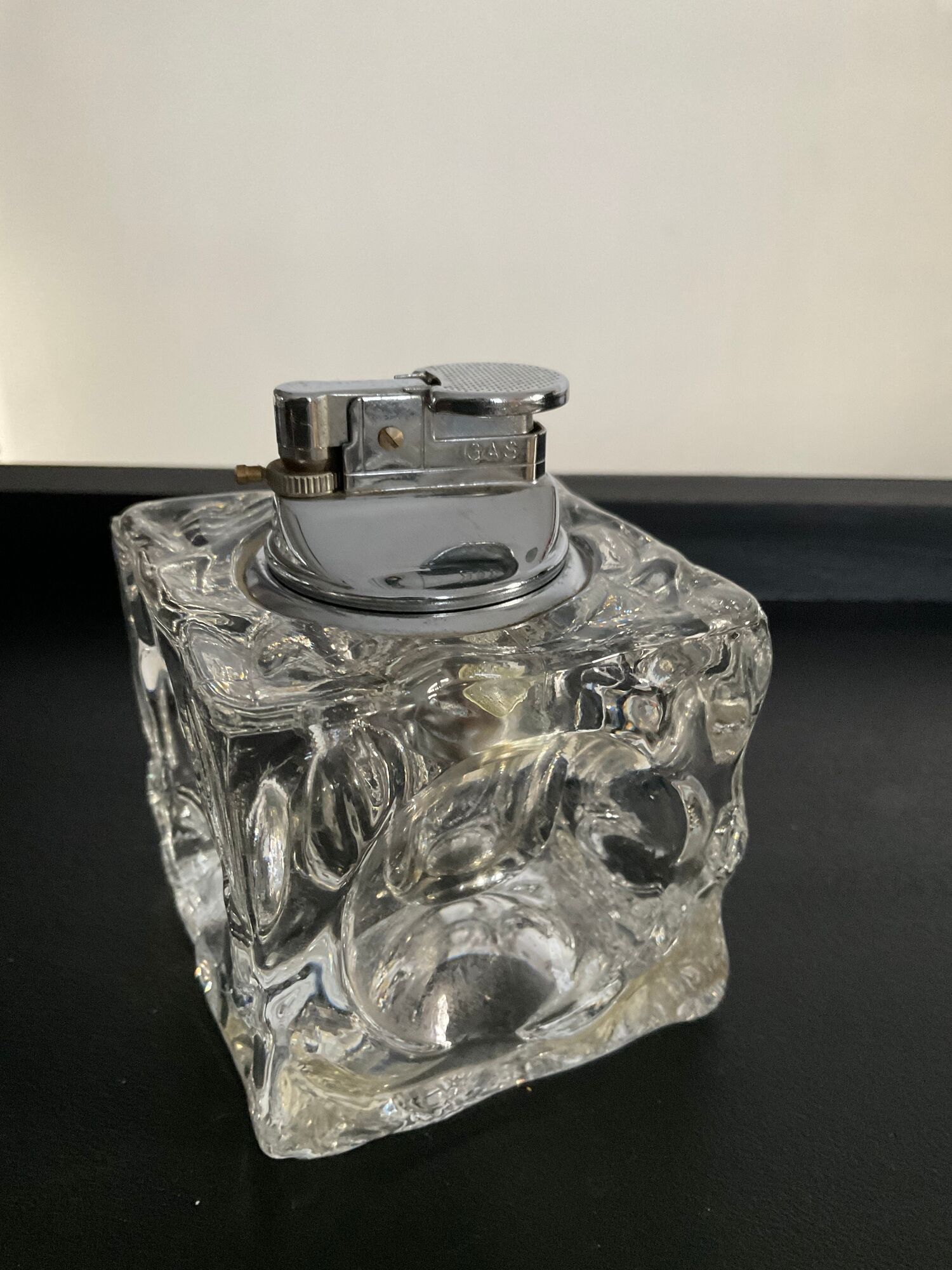 Vintage lighter from the 70s in molded glass