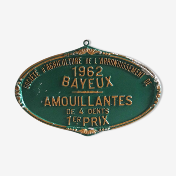 Plaque agricole ancienne verte années 60