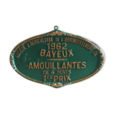 Plaque agricole ancienne verte années 60