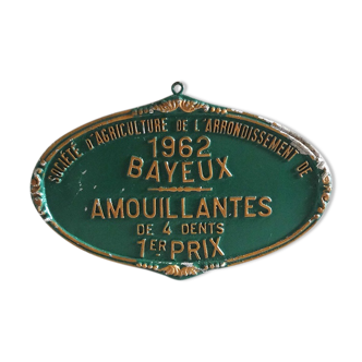 Plaque agricole ancienne verte années 60