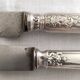 Set of 2 vintage knives, steel blade and silver handle