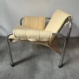 Fauteuil années 80 avec revêtement en bouclé jaune