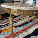 Neoclassical coffee table Louix XV in white marble and brass