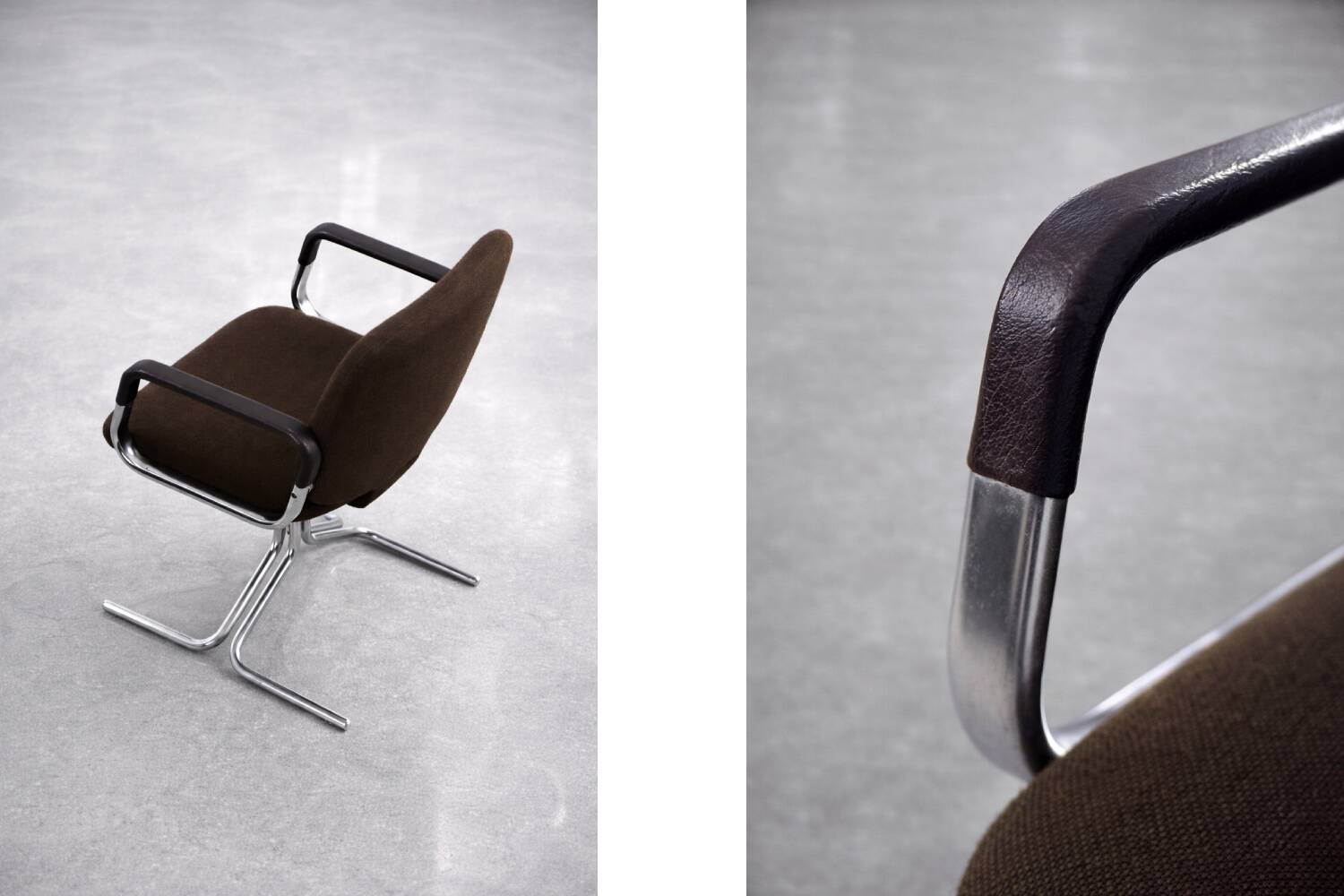 Pair of Vintage Mid-Century German Modern Fabric and Aluminium Chairs Mauser