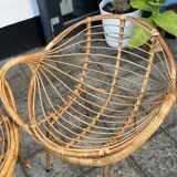 Chaises italiennes modernes en rotin et métal du milieu du siècle