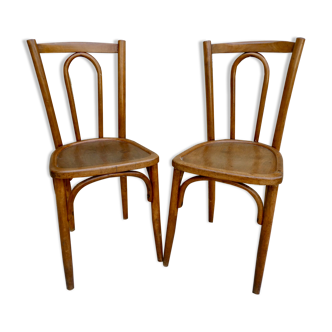 Pair of Luterma bistro chairs in curved wood