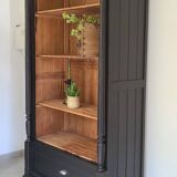 Old library storage unit shelf cabinet curiosities vintage black linen